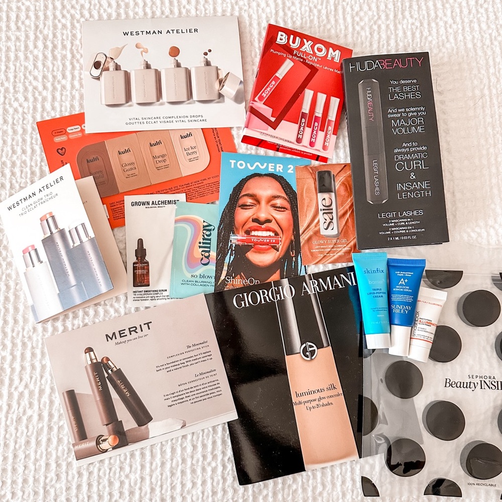 Bundle of samples (Merit, Westman Atelier, Giorgio Armani, Kulfi, Caliray, etc)